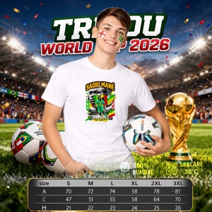 Tricou Sadio Mane Senegal World Cup Fifa 2026, din bumbac 100%, tricou alb, Copii | Dama | Barbat - Img 6
