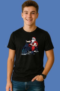 Tricou Santa Fat Bike, din bumbac 100% Copii | Dama | Barbat - Img 2
