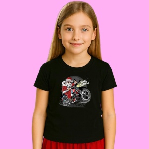 Tricou Santa Motorcycle Rider, din bumbac 100% Copii | Dama | Barbat - Img 3