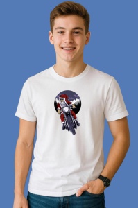 Tricou Santa On Motorcycle, din bumbac 100% Copii | Dama | Barbat - Img 2