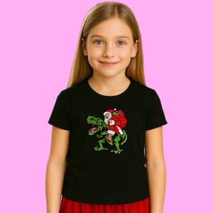 Tricou Santa Riding, dinosaur, din bumbac 100% Copii | Dama | Barbat