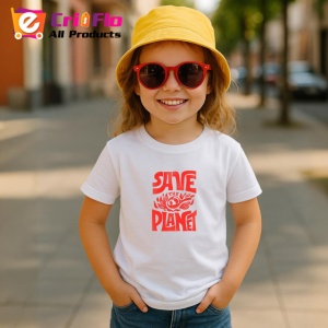 Tricou Save The Planet Design Ecologic Rosu, din bumbac 100% , tricou alb pentru Copii | Dama | Barbat - Img 5