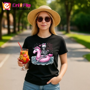 Tricou Schelet pe flamingo roz text stay salty design amuzant de vara Copii | Dama | Barbat Barbat - Img 22
