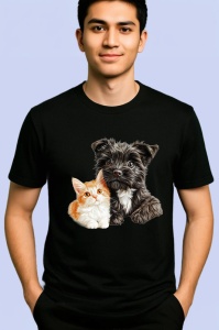 Tricou Schnauzer Miniatural negru si pisica portocalie legatura stransa Copii | Dama | Barbat Barbat - Img 5
