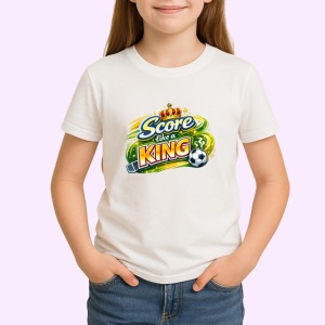 Tricou Score Like A King Minge Fotbal Coroana Aurie V1, din bumbac 100% , tricou alb pentru Copii | Dama | Barbat - Img 2