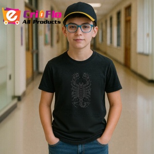 Tricou Scorpion Alb Negru Geometrie, Copii | Dama | Barbat, culoare negru - Img 9