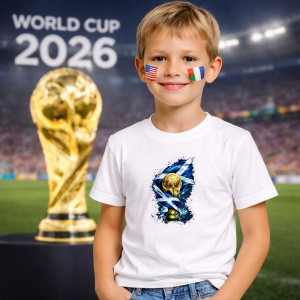 Tricou Scotland World Cup Fifa 2026, din bumbac 100%, tricou alb, Copii | Dama | Barbat - Img 5