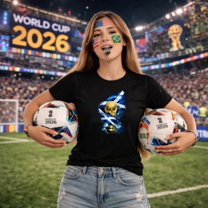 Tricou Scotland World Cup Fifa 2026, din bumbac 100%, tricou negru, Copii | Dama | Barbat - Img 9