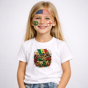 Tricou Senegal World Cup 2026 Fifa, din bumbac 100%, tricou alb, Copii | Dama | Barbat
