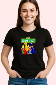 Tricou Sesame street emisiune educativa cu papusi colorate si personaje haioase, Copii | Dama | Barbat , tricou negru - Img 3