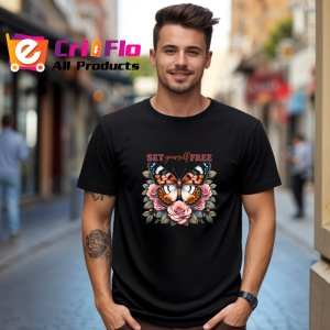 Tricou Set yourself free fluture portocaliu si roz cu mesaj motivant Copii | Dama | Barbat Barbat - Img 18