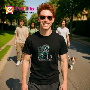 Tricou Sfinx egiptean digital cu decor abstract Copii | Dama | Barbat, culoare negru - Img 4