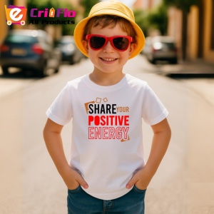 Tricou Share Your Positive Energy Text Rosu V2, din bumbac 100% , tricou alb pentru Copii | Dama | Barbat - Img 4