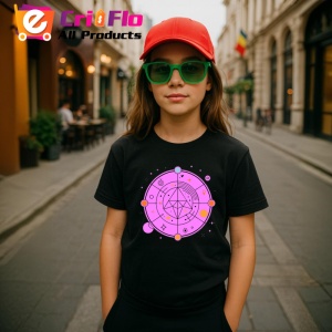 Tricou Simbol Geometric Roz Abstract Esoteric, Copii | Dama | Barbat, culoare negru - Img 7
