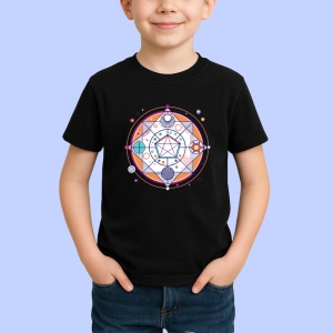 Tricou Simbol Spiritual Roz Violet Geometric, Copii | Dama | Barbat, culoare negru - Img 3