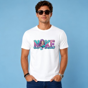 Tricou Sirena Valuri Mare Roz Albastru Litere Urban Ocean Vibe, din bumbac 100% Copii | Dama | Barbat