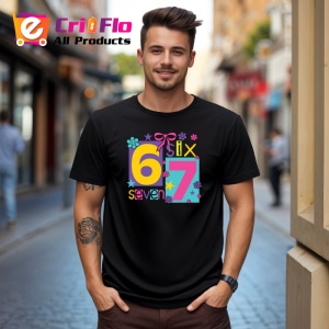 Tricou SIX SEVEN 67 Colorat Fundita, din bumbac 100%, tricou negru, Copii | Dama | Barbat - Img 3