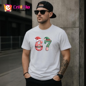Tricou SIX SEVEN 67 Craciun Noapte Festiv, din bumbac 100%, tricou alb, Copii | Dama | Barbat - Img 2