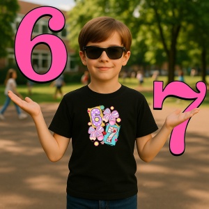 Tricou SIX SEVEN 67 Elemente Scolare Colorate, din bumbac 100%, tricou negru, Copii | Dama | Barbat - Img 2