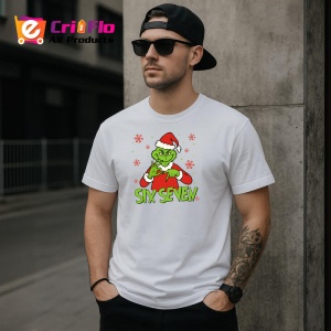 Tricou SIX SEVEN 67 Grinch Craciun Fun, din bumbac 100%, tricou alb, Copii | Dama | Barbat