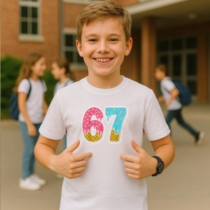 Tricou SIX SEVEN 67 Ice Cream Numbers, din bumbac 100%, tricou alb, Copii | Dama | Barbat - Img 2