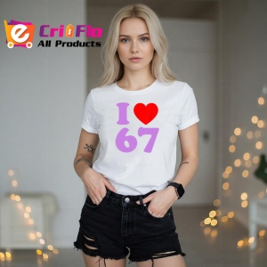 Tricou SIX SEVEN 67 Iubesc Numarul 67, din bumbac 100%, tricou alb, Copii | Dama | Barbat - Img 3