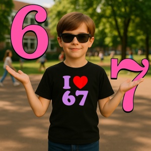 Tricou SIX SEVEN 67 Iubesc Numarul 67, din bumbac 100%, tricou negru, Copii | Dama | Barbat - Img 2