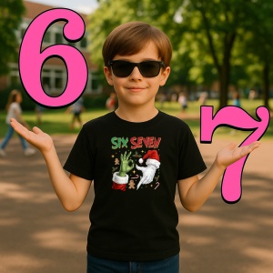 Tricou SIX SEVEN 67 Mana Craciun Clasica, din bumbac 100%, tricou negru, Copii | Dama | Barbat - Img 2