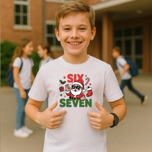 Tricou SIX SEVEN 67 Numar Festiv Palarie 2, din bumbac 100%, tricou alb, Copii | Dama | Barbat - Img 2