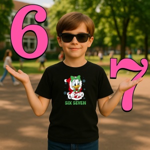 Tricou SIX SEVEN 67 Ratusca Craciun, din bumbac 100%, tricou negru, Copii | Dama | Barbat - Img 2