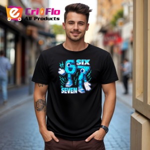Tricou SIX SEVEN 67 Roboti Gemeni Albastri, din bumbac 100%, tricou negru, Copii | Dama | Barbat - Img 3