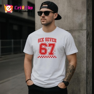 Tricou SIX SEVEN 67 Rosu Clasic, din bumbac 100%, tricou alb, Copii | Dama | Barbat - Img 2