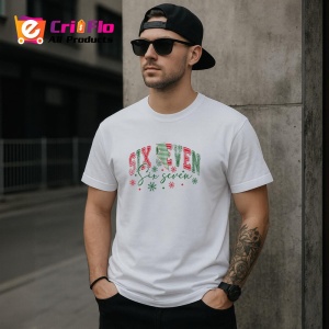 Tricou SIX SEVEN 67 Scris Artistic Craciun, din bumbac 100%, tricou alb, Copii | Dama | Barbat - Img 3