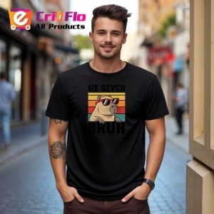 Tricou SIX SEVEN 67 Urs Bruh Retro, din bumbac 100%, tricou negru, Copii | Dama | Barbat - Img 2