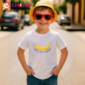 Tricou Smile Like A Banana Ilustratie Banana Galbena, din bumbac 100% , tricou alb pentru Copii | Dama | Barbat - Img 4