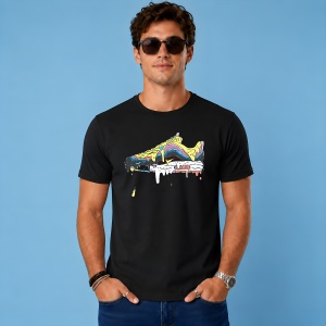 Tricou Sneaker Dripping Paint Galben Albastru Urban Melt Design, din bumbac 100%, tricou negru, Copii | Dama | Barbat