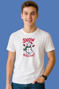 Tricou Snow Much Fun Om De Zapada, din bumbac 100%, tricou alb, Copii | Dama | Barbat - Img 3