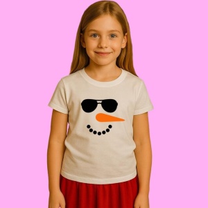 Tricou Snowman Fata V3, din bumbac 100%, tricou alb, Copii | Dama | Barbat