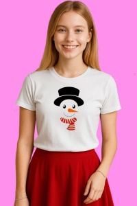 Tricou Snowman Fata V9, din bumbac 100%, tricou alb, Copii | Dama | Barbat - Img 3