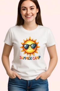 Tricou Soare vesel cu ochelari text summer camp desen de vacanta copii Copii | Dama | Barbat Barbat - Img 3