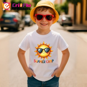 Tricou Soare vesel cu ochelari text summer camp desen de vacanta copii Copii | Dama | Barbat Barbat - Img 13