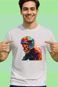 Tricou Soldat pe motor in flacari fundal artistic Copii | Dama | Barbat - Img 2