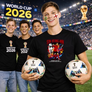 Tricou Son Heung Min South Korea World Cup Fifa 2026, din bumbac 100%, tricou negru, Copii | Dama | Barbat - Img 7