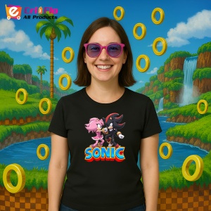 Tricou Sonic Amy si Shadow - Confruntare Eleganta Copii | Dama | Barbat - Img 3