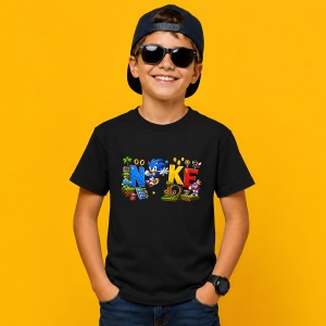 Tricou Sonic Green Hill Zone Urban Game Typography, din bumbac 100%, tricou negru, Copii | Dama | Barbat - Img 3