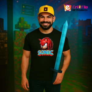Tricou Sonic Knuckles - Furia Rosie Copii | Dama | Barbat - Img 2