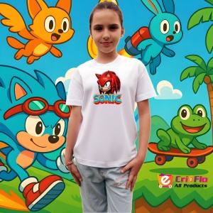 Tricou Sonic Knuckles - Furia Rosie Copii | Dama | Barbat - Img 4