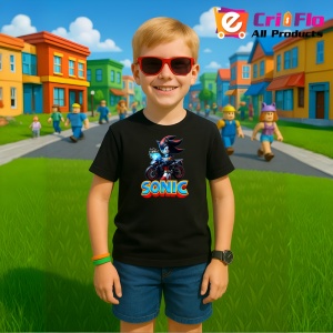 Tricou Sonic Shadow pe motocicleta - Viteza Intunecata Copii | Dama | Barbat - Img 1