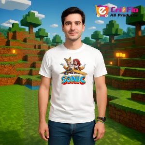 Tricou Sonic Tails si Knuckles - Mecanici Zburatori Copii | Dama | Barbat - Img 2