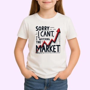Tricou sorry cant im watching the market, scuze urmaresc piata, Copii | Dama | Barbat - Img 3
